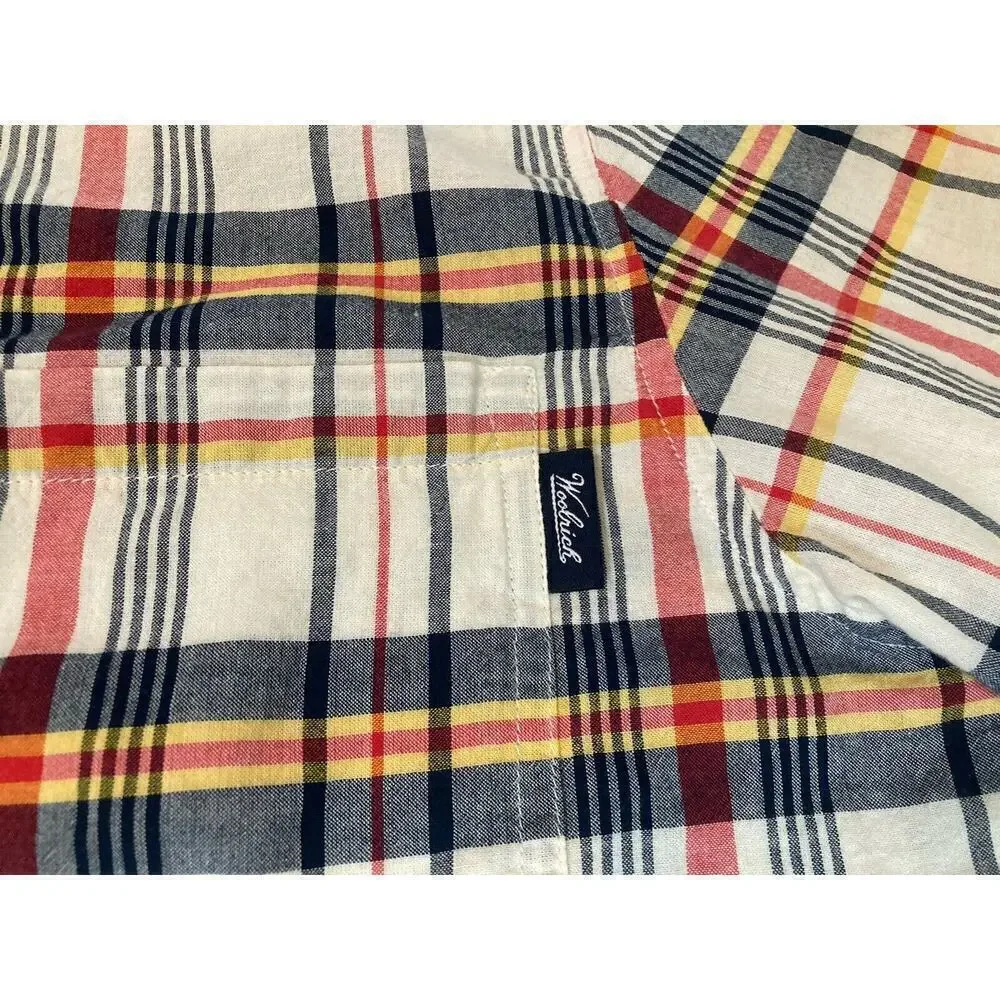 Woolrich Men’s Blue Plaid Button Down Shirt Short Sleeve Cotton Size M - Picture 3 of 8